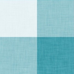 46 Lagoon- Gingham- Extra Large- 4 Inches- Buffalo Plaid- Vichy Check- Checked- Linen Texture- Petal Solids Coordinate- Cottagecore Wallpaper- Turquoise Blue- Aqua- Pastel Blue