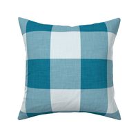 47 Peacock- Gingham- Extra Large- 4 Inches- Buffalo Plaid- Vichy Check- Checked- Linen Texture- Petal Solids Coordinate- Cottagecore Wallpaper- Turquoise Blue- Aqua