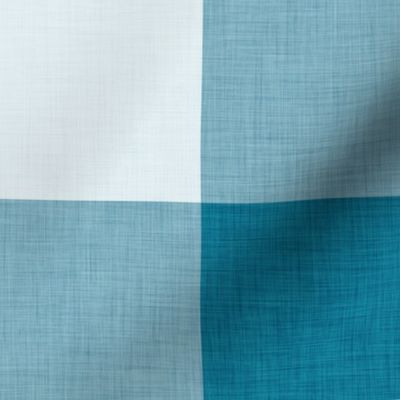 47 Peacock- Gingham- Extra Large- 4 Inches- Buffalo Plaid- Vichy Check- Checked- Linen Texture- Petal Solids Coordinate- Cottagecore Wallpaper- Turquoise Blue- Aqua