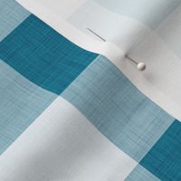 47 Peacock- Gingham- Large- 2 Inches- Buffalo Plaid- Vichy Check- Checked- Linen Texture- Petal Solids Coordinate- Cottagecore Wallpaper- Turquoise Blue- Aqua