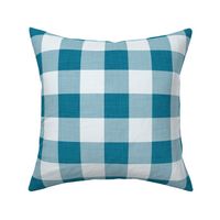 47 Peacock- Gingham- Large- 2 Inches- Buffalo Plaid- Vichy Check- Checked- Linen Texture- Petal Solids Coordinate- Cottagecore Wallpaper- Turquoise Blue- Aqua