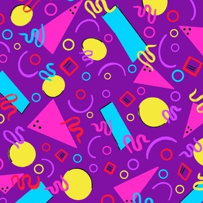 Neon Purple 80s Retro Geometric Fun with Squiggles