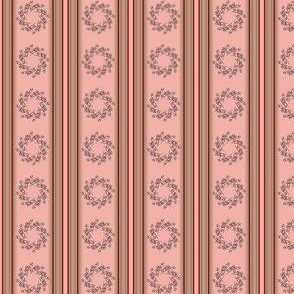 Christmas- Khaki Gradation Stripes and  Charcoal Wreath on Rose Pink - 565e32, 4b4646, f3b0a7