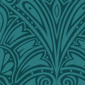 art deco bunch teal wallpaper scale