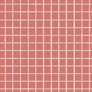 Minimalist Garden - Matching Sherbet Soft red grid pattern L