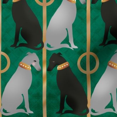 1920’s Art Deco: Whippets on Gold and Emerald Architecture