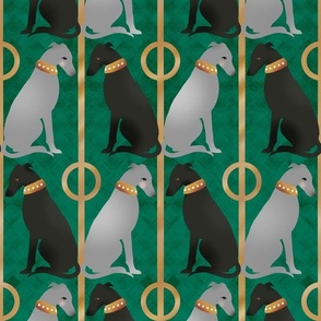 1920’s Art Deco: Whippets on Gold and Emerald Architecture