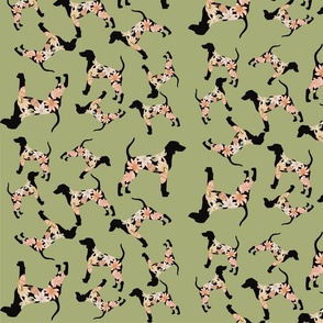 dogs and floral green and peach small