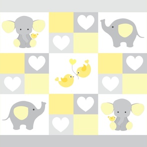 Yellow Safari Elephant Cheaters Crib Quilt Baby Neutral 
