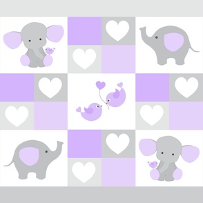 Purple Safari Elephant Cheaters Crib Quilt Baby Girl