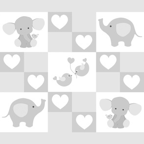 Gray Safari Elephant Cheaters Quilt Baby Neutral  