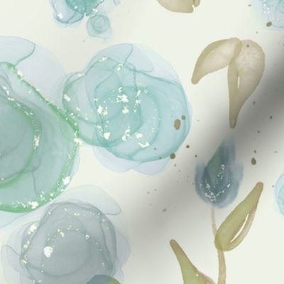 Dusty Teal Watercolor Floral