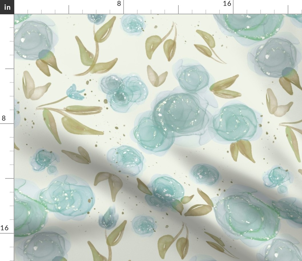 Dusty Teal Watercolor Floral