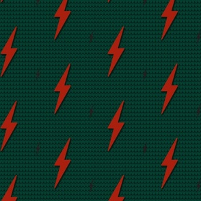 Lightning bolt - embroidery heart green red Xmas 