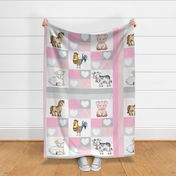 Pink Farm Animals Crib Quilt Baby Girl 