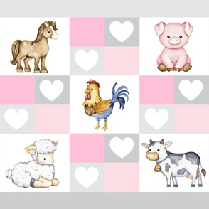 Pink Farm Animals Crib Quilt Baby Girl 
