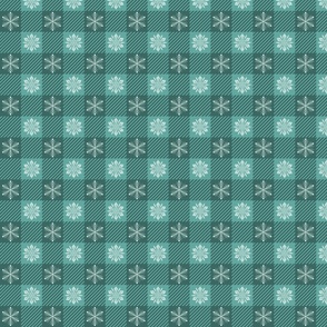 Frozen Snowflake Teal and Sea Glass Plaid for Winter