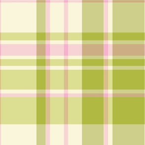 Plaid Pattern in Lemon Lime Green and Cotton Candy Pink
