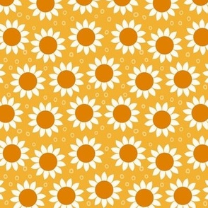 Sun flowers - off-white and orange on light orange background // Med