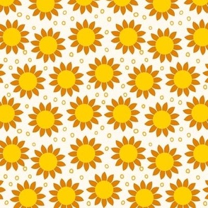 Sun flowers - yellow, orange on light background // Med