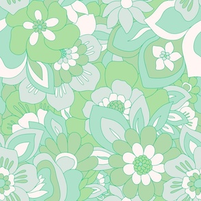 Baby Boho Retro flowers Vintage mint green Large Scale by Jac Slade