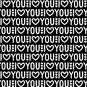 i heart you on black and white inversed - valentines day collection