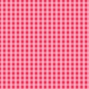 tiny gingham pastel pink on red - valentines day collection