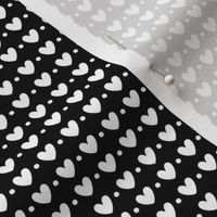 hearts and dots black and white inversed - valentines day collection