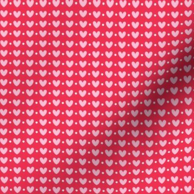 hearts and dots pastel pink on red - valentines day collection