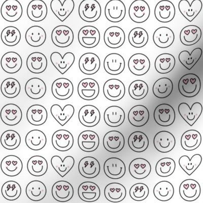 happy face smiley guys black and white - valentines day collection
