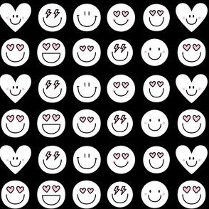happy face smiley guys black and white inverted - valentines day collection