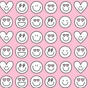 happy face smiley guys on pastel pink - valentines day collection