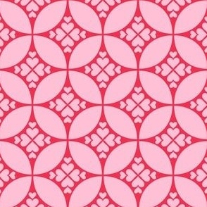 heart tiles pastel pink on red - valentines day collection
