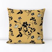 Mustard black and white floral
