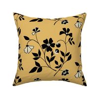 Mustard black and white floral