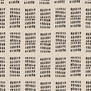 block print tribal sketchy dot grids - beige charcoal