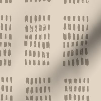 block print tribal sketchy dot grids - beige mushroom