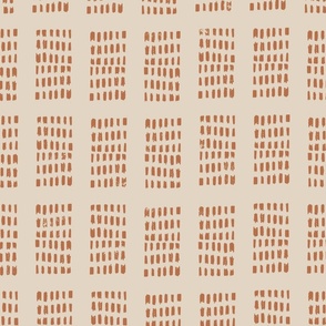 block print tribal sketchy dot grids - beige terracotta