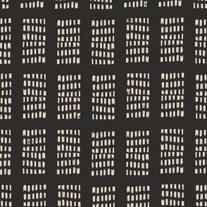 block print tribal sketchy dot grids - charcoal