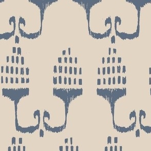 Grape vine ikat - beige steel blue - large