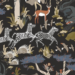 Jumbo Whimsical Safari jungle - Sierra charcoal