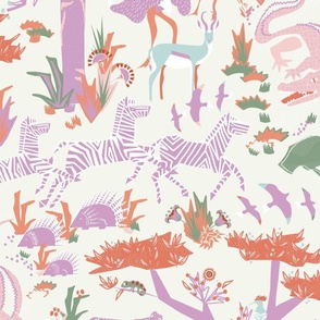 JUMBO Whimsical Safari jungle - Asha Pastel