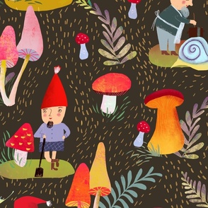 diligent gnomes and mushrooms // dark // large