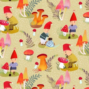 diligent gnomes and mushrooms // beige // medium