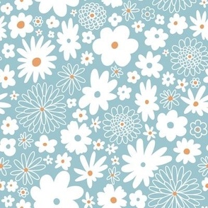 Lightness. White daisies pattern (big scale)