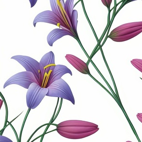 Exotic Beautiful Lilies Floral Fabric Design with pleasent flowers and soothing colors (1)