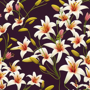 Exotic Beautiful Lilies Floral Fabric Design with pleasent flowers and soothing colors (2)