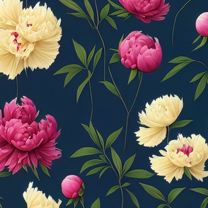 Classy Elegant Peonies Floral Print Watercolor in Yellow and Marroon Nature