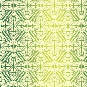 Art Deco Gradient Pattern on Green / Small Scale