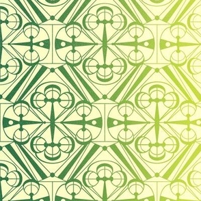 Art Deco Gradient Pattern on Green / Medium Scale